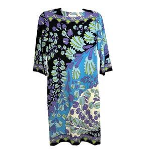 dressbarn Black and Blue Floral Midi Dress